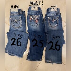 Womens miss me jeans sizes 26 used and 25 NWOT